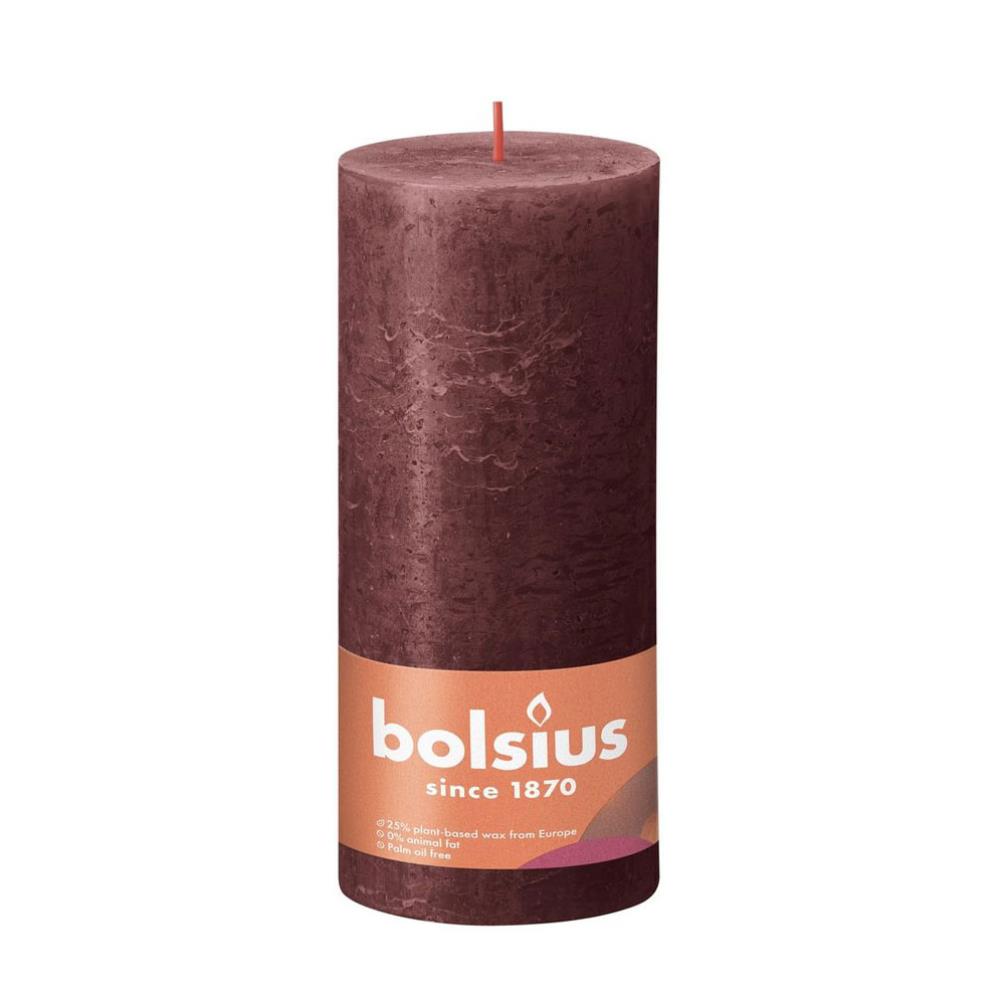 Bolsius Velvet Red Rustic Shine Pillar Candle 19cm x 7cm £8.99